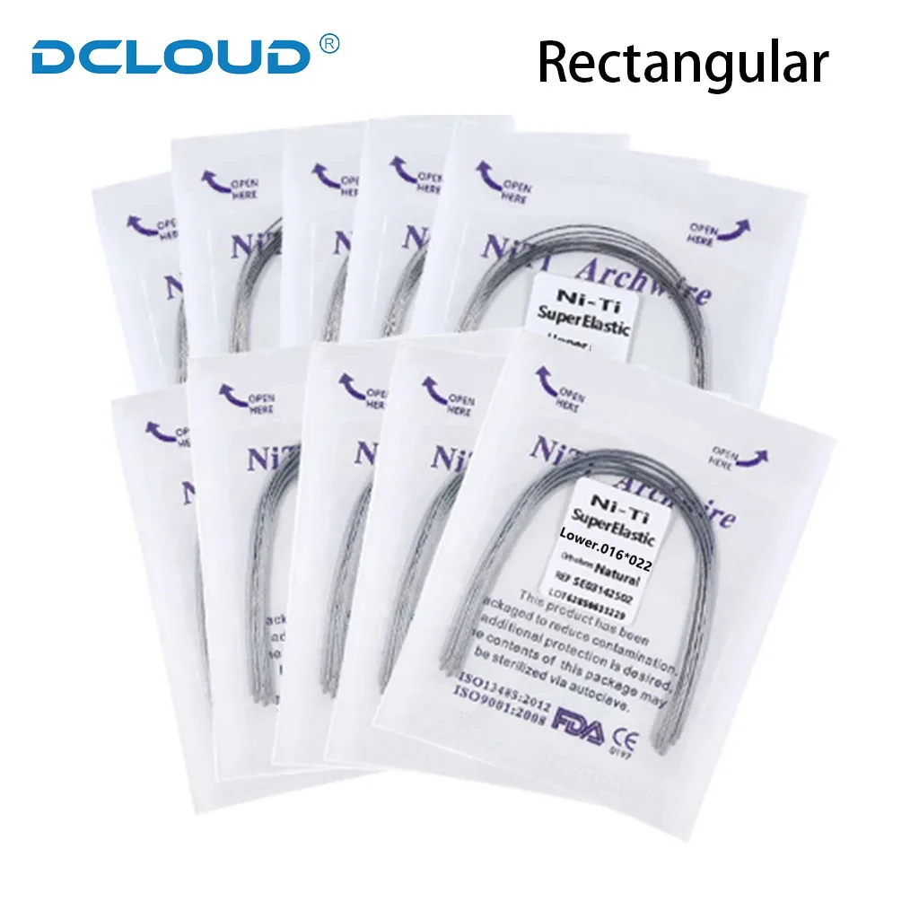 10Packs Dental Orthodontic Archwires Super Elastic Niti Arches Wire Nickel-Titanium Round Rectangular Natural Dentist Materials