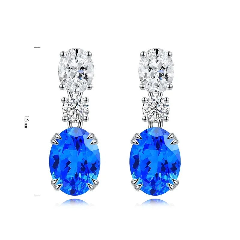 S925 Sterling Silver Lab Grown Cobalt Spinel Earrings for Women Dainty Stud Style Daily Wear Gift Hypoallergenic Fine Jewelry