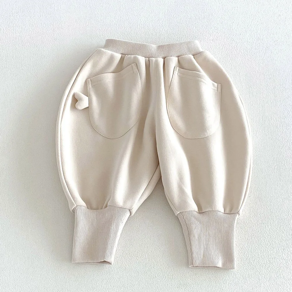 Girl's Pants Solid Color Cotton Casual Loose Autumn Back To School Kids Clothing Children Trousers  -125