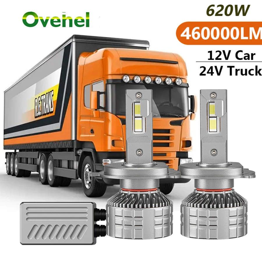 

OVEHEL H7 LED Canbus Bulbs H4 LED Headlight 620W 460000LM H11 HB4 9006 HB3 9005 Auto Moto CSP 12V Car 7750 CHIP 24v For Truck