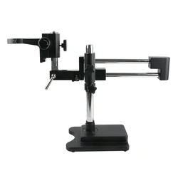 Stereo Zoom Microscope Boom Stand Universal Clamp Trinocular Microscope Lab Holder Double Arm + 76mm Ring Holder Bracket