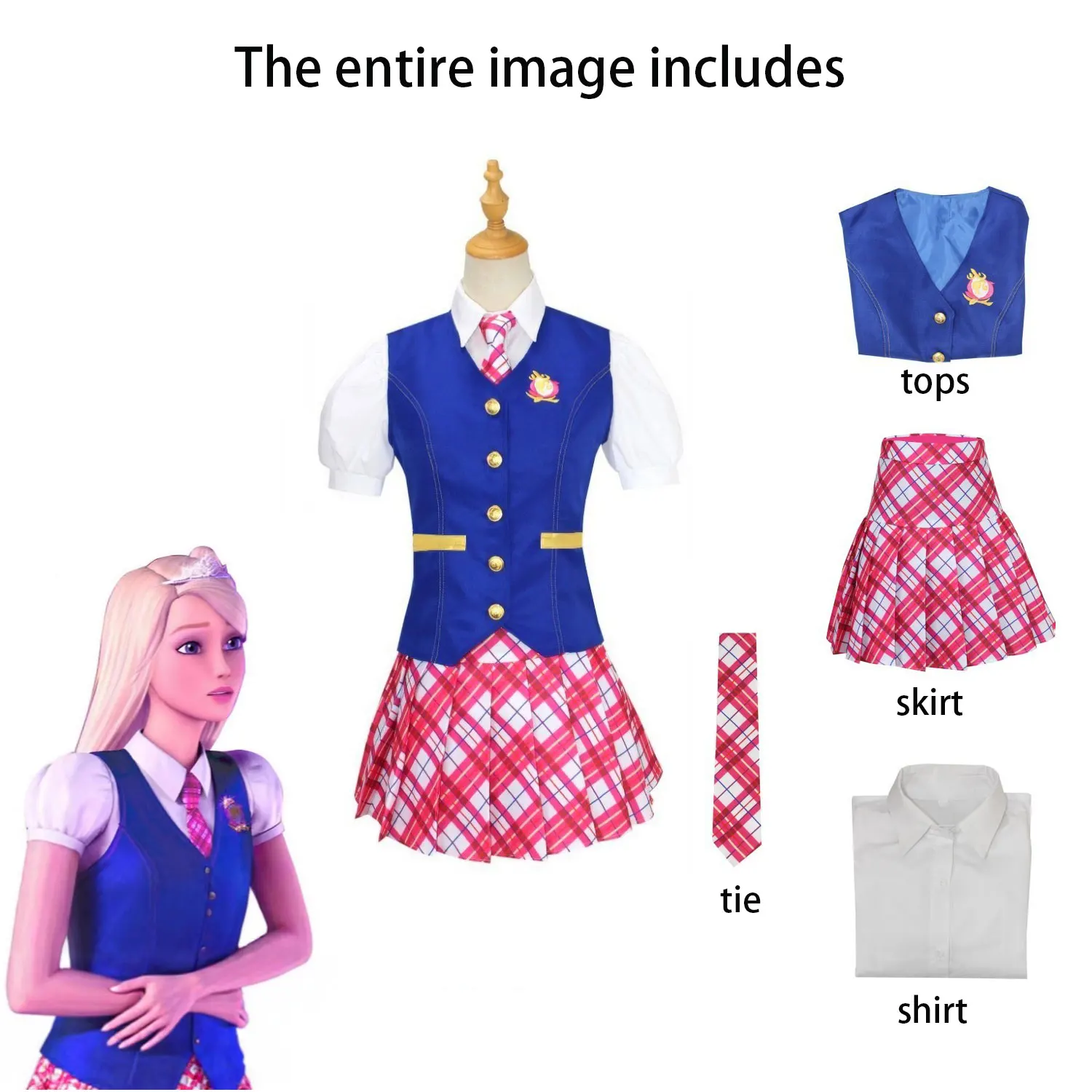 

Live action movie Delancey cosplay costume, princess college uniform, cosplay costume