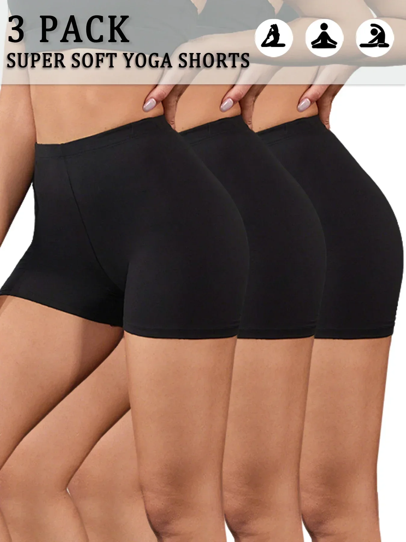 

Комплект из 3-х эластичных спортивных байкерских шорт для женщин, супер мягкие, без видимости, для йоги, бега, пуш-ап, тренажерного зала, фитнеса, женская спортивная одежда