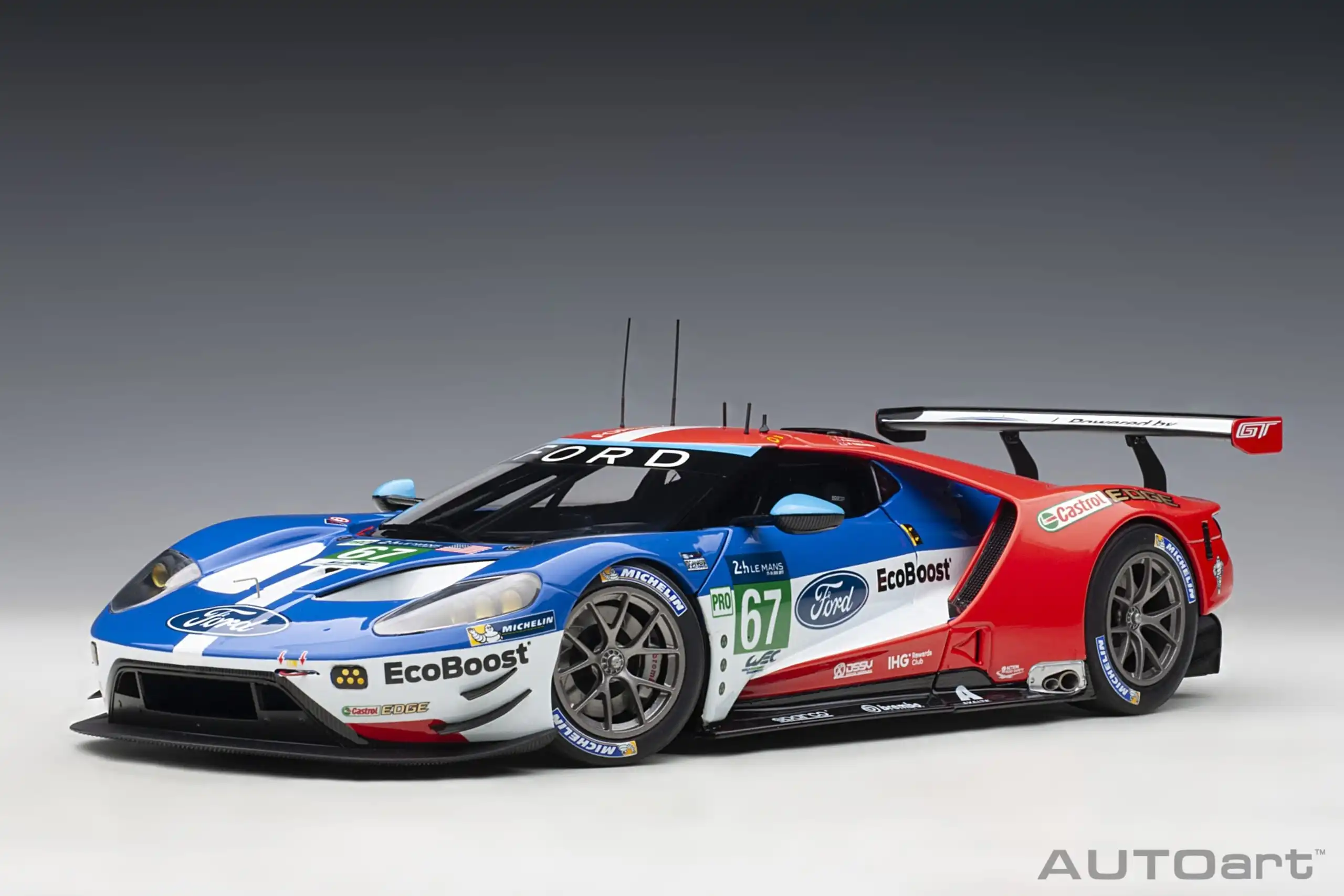 AUTOart 1/18 Ford GT GTE Pro Le Mans 24h 2017 # 67 Pro Car المنتج النهائي سيارة دييكاست نموذج سيارة مصنوع من خليط معدني