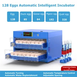 128 Egg Incubator, 80W Digital Smart Poultry Egg Incubator, Automatic Egg Turning, Temperature & Humidity Control