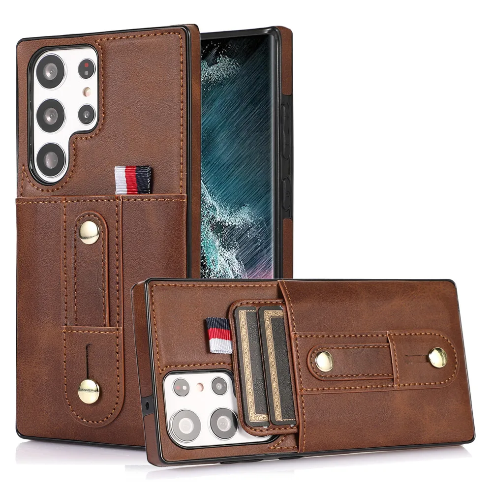 Leather Phone Case For Samsung Galaxy S23 S22 S21 S20 FE Plus S24 Ultra Luxury Wallet Card Slots Magnetic Shock Business Cover