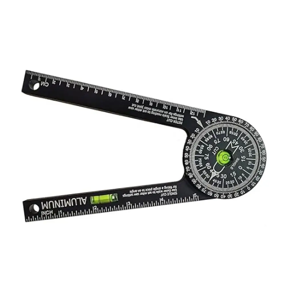 

Metric/Inch Woodworking Angle Finder Horizontal Bubble Precision Miter Saw Protractor Aluminum Alloy Portable Scribing Ruler