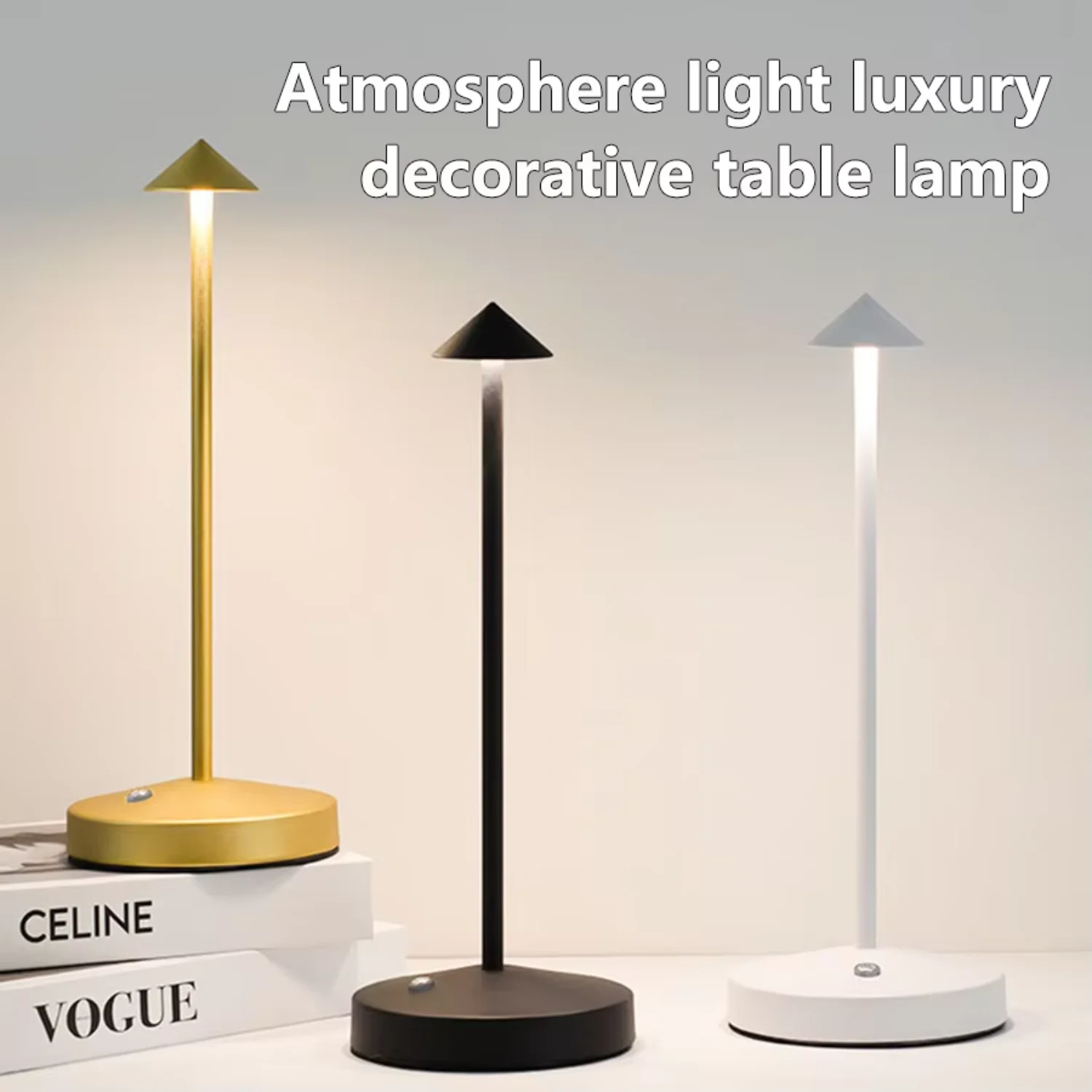 

Simple Metal Desk Lamp Cordless Table Lamp Rechargeable 3 Colors Reading Lamp Restaurant Hotel Bedroom DeskLam