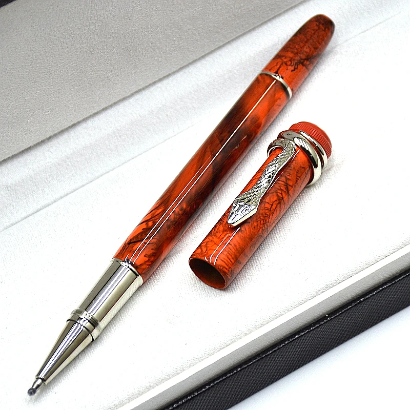 New Limited Edition Heritage Collection MB Rollerball Pen Orange & Black Unique Design Snake Clip Ballpoint Pen Office Writing