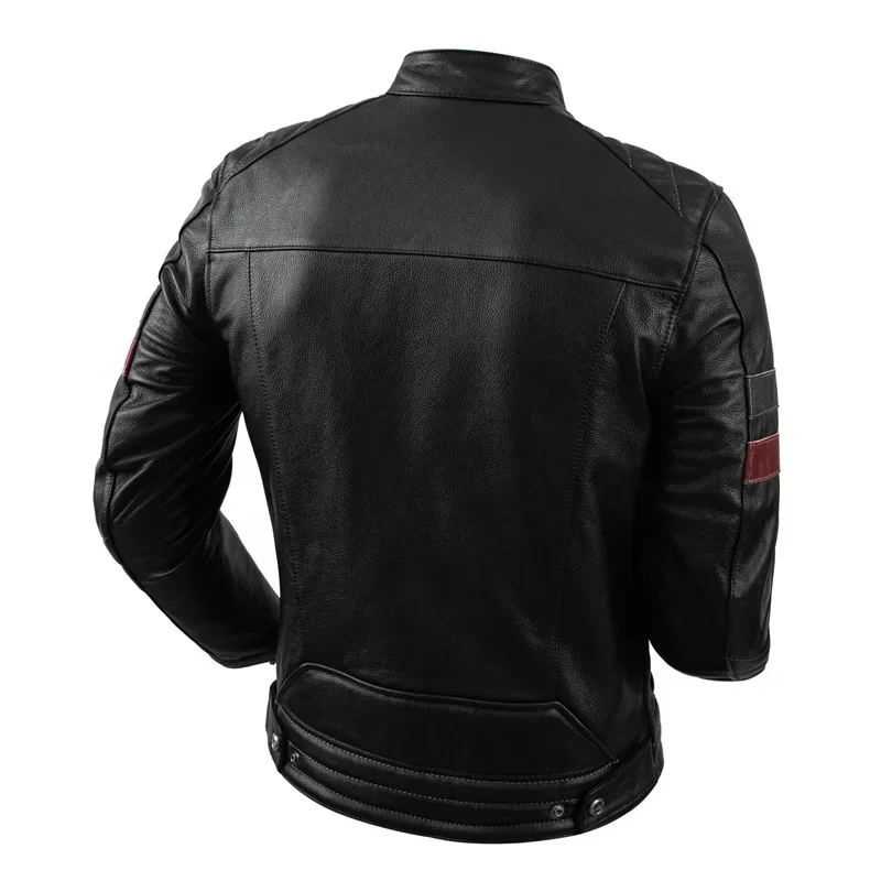 COPERSIAN Natural Cowhide Jackets top layer cowhide men's motorcycle suit Black Stand Collar Short Genuine Leather Coat