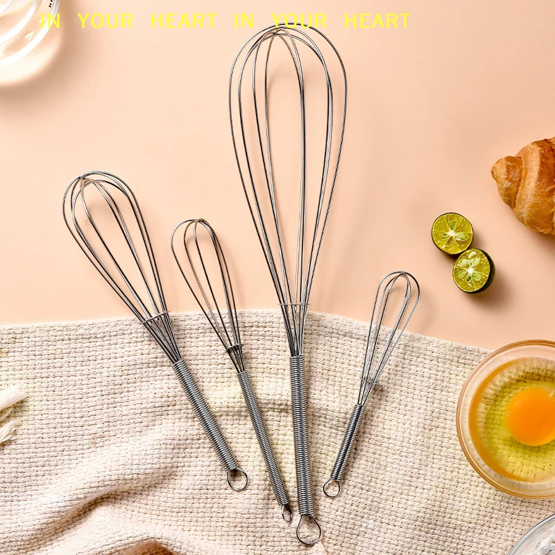 1PC Stainless Steel Mini Spring Handle Manual Whisk Small Egg Whisk Cream Whisk Gadgets For Home Kitchen Tools Kitchen Gadgets