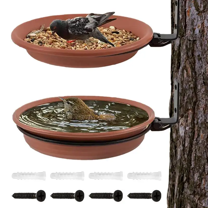 Tree Mounted Bird Feeder 2 Bird Trays For Bird Feeder Bird Bath Bowl Installed On Wooden Fence Wall Tree Deck Stakes