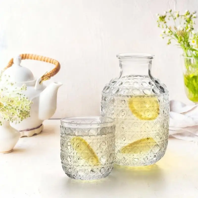 QX2E Pack Of 2 Heavy Duty Large Glass Goblets With Artistic Pattern For Parties