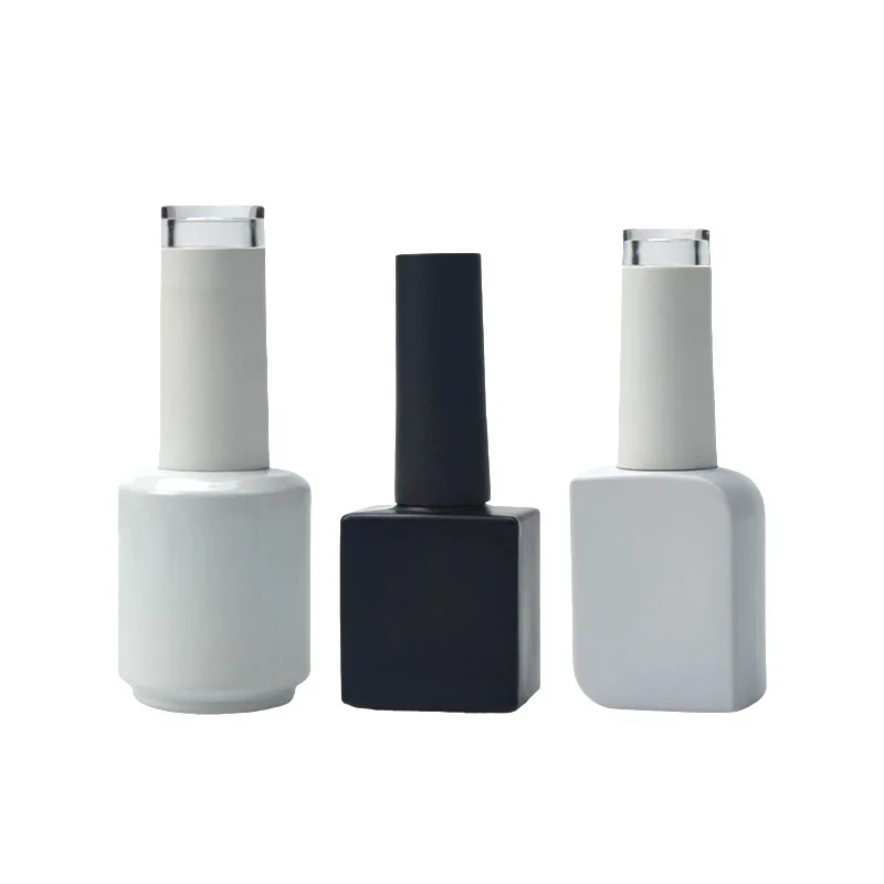 7/10/15ML Empty Glass Nail Gel Bottle Matt Black/White Filling Nail Polish/Glue/Sealing/Basic Oils Light-resistant Good Storage