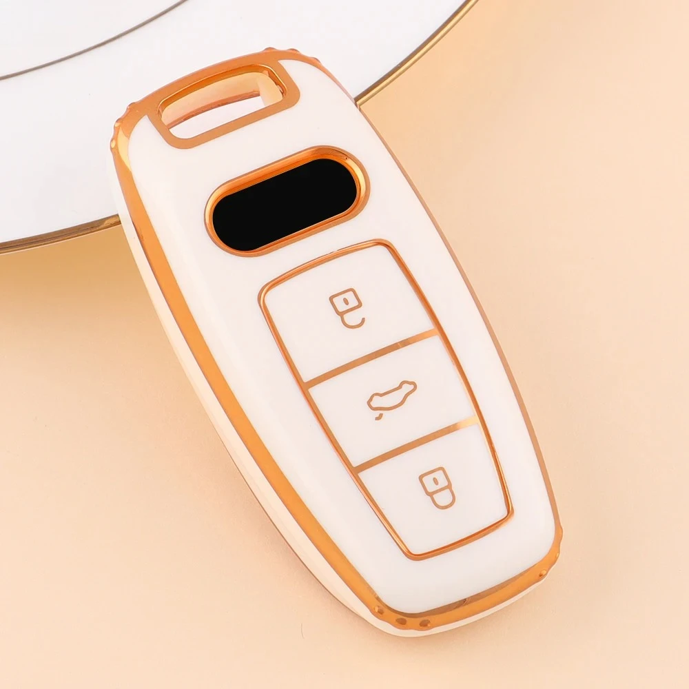 Kuvi Fashion TPU Car Remote Key Case Cover For Audi A3 A4 B9 A6 A7 4K A8 E-tron Q5 Q8 C8 D5 SQ8 Key Protection Bag Accessories