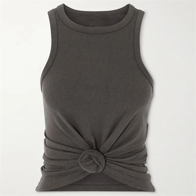 

Women's vest 2026 Spring new elastic knitted slim fit sleeveless top Linen blend tank top round neck crop top y2k Women's corset