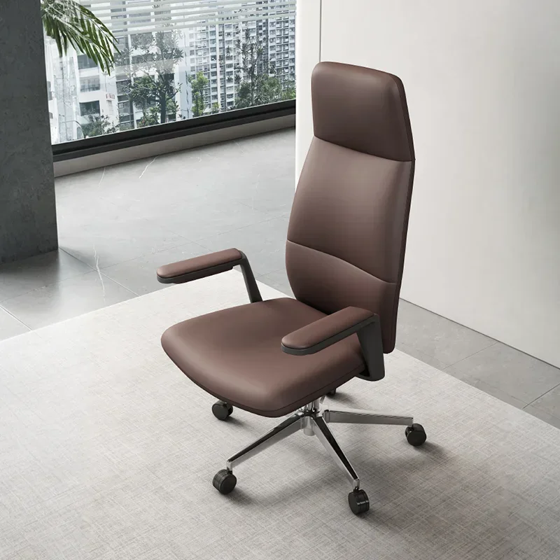 

Office chair Ergonomic bow lift Conference staff seat Front desk chair Light luxury leather boss chair