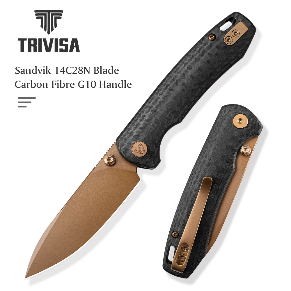 

TRIVISA Pocket Folding Dragonfly Knife 14C28N Blade Micarta G10 Handle with Clip Survival Camping Hunting Outdoor Tactical Tool