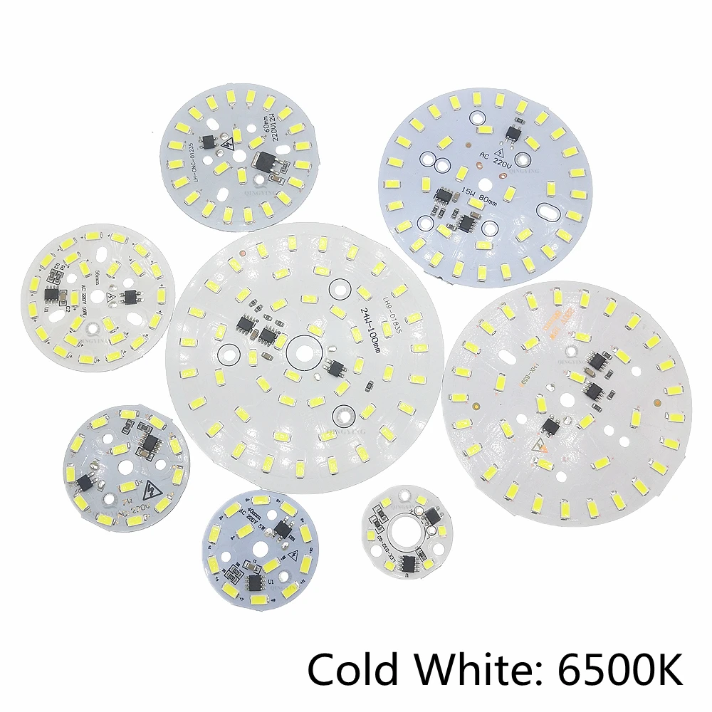 5 조각 AC220V LED 모듈 SMD5730 3W 5W 7W 10W 12W 15W 18W 24W 알루미늄 램프 PCB 스마트 IC 드라이버 광원 따뜻한/흰색