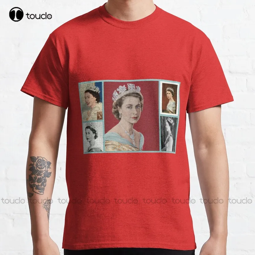 Hrh Elizabeth Ii Through The Years Classic T-Shirt Cat Shirt Funny Art Harajuku Streetwear Cartoon Digital Printing Tee Shirt