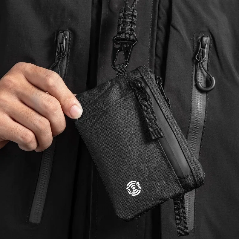 حامل بطاقة الائتمان الرجال محافظ فاخرة النايلون سليم المحفظة سستة مفتاح بطاقة حالة الذكور التكتيكية محفظة محفظة نسائية للعملات المعدنية مع حلقة تسلق #3