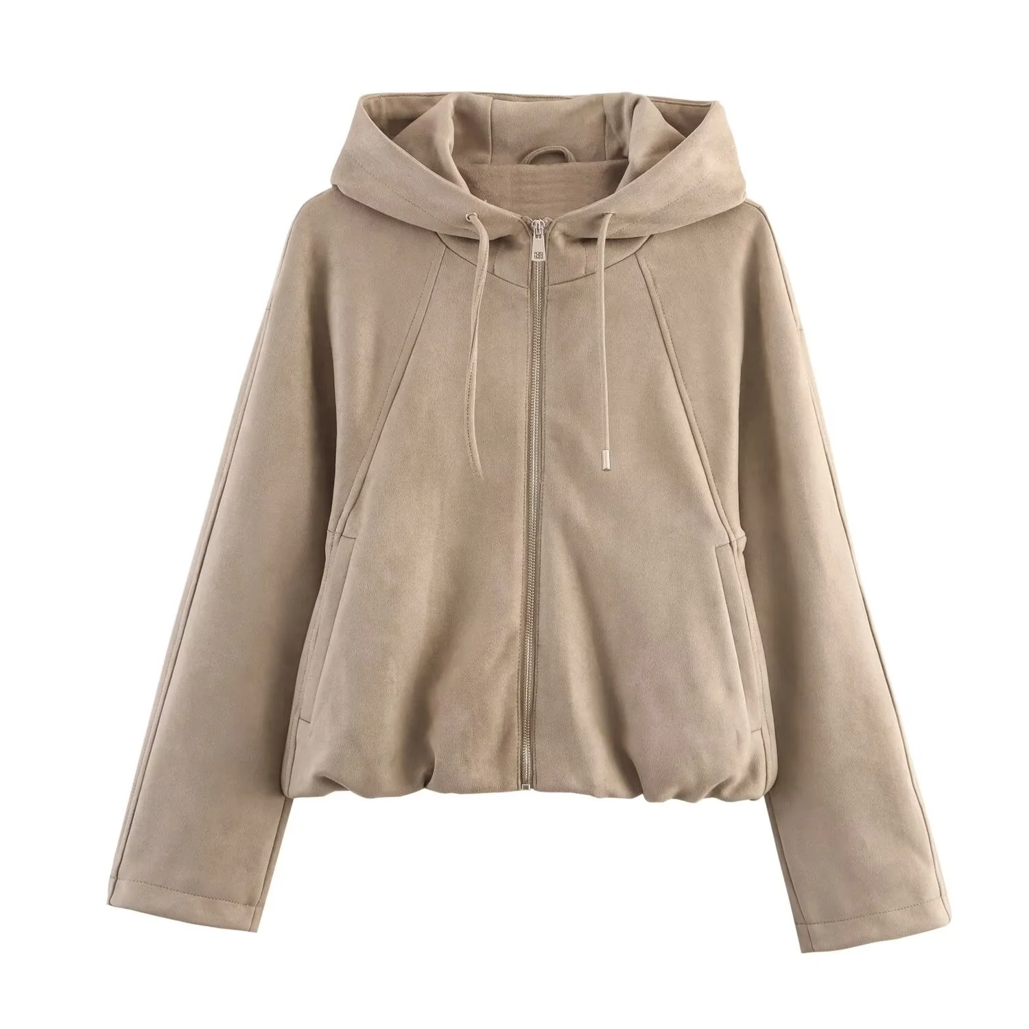 Fashionable Pilots Jacket with Hood by JNLEAOG Polyester Long Sleeve Women's Coat Autumn New Style Loose Fit Zipper Closure