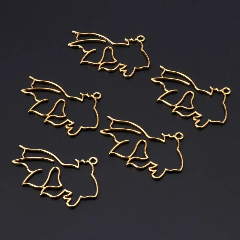 5x/Set Goldfish Blank Frame UV Resin Pendant Open Bezel Setting for Jewelry Making Pressed Flower DIY Art Craft Necklace 40GB