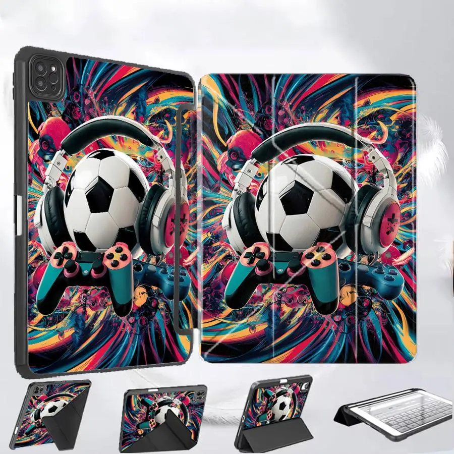 

Чехол для планшета iPad Mini 6 7 Air 4 5 M3 M2 M4 11 дюймов Pro 11th 10th 9th 8th 7th 12.9 дюймов Pro 2025 с держателем, дизайн «Футбольная игра»