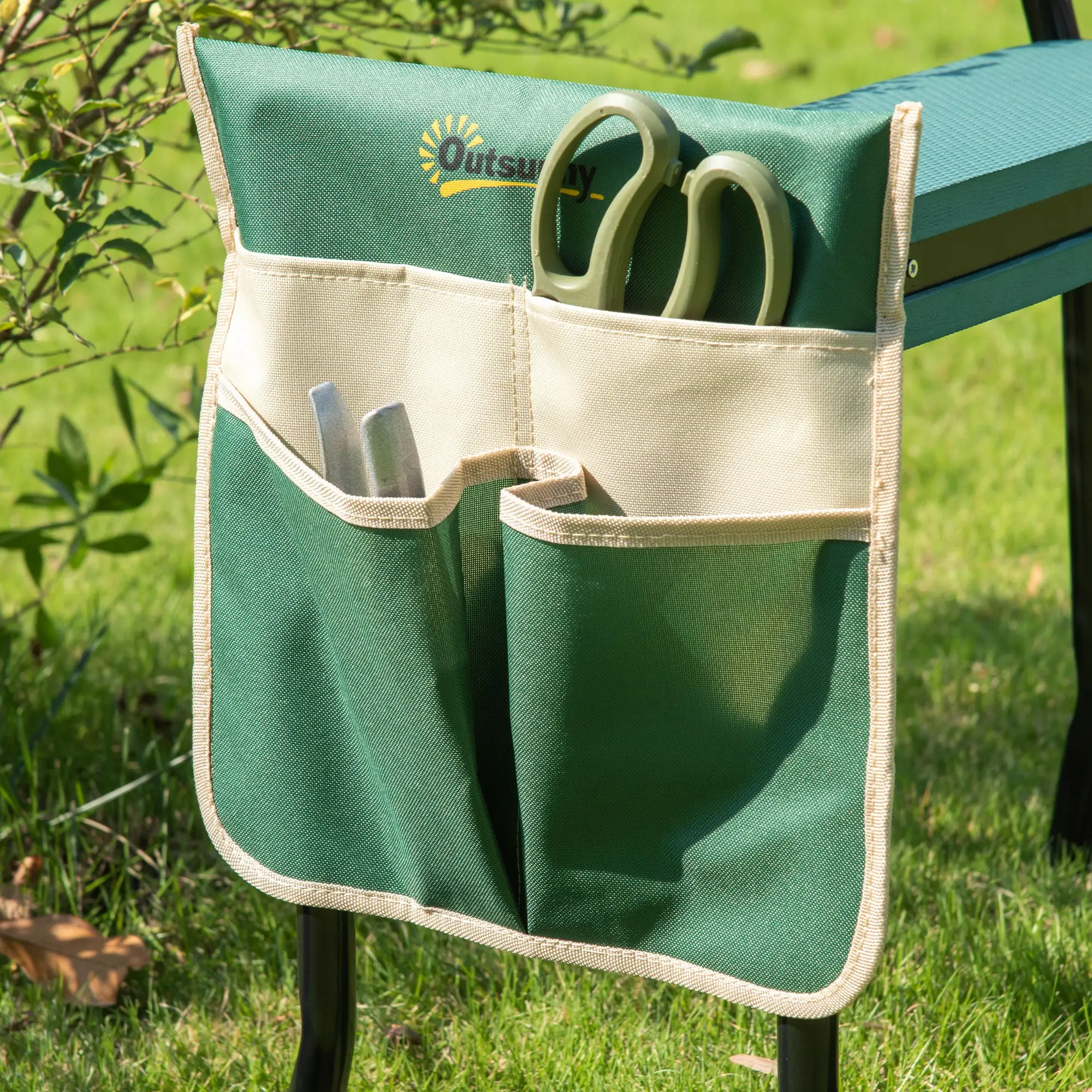 Folding Garden Kneeler Stool Bench Thick Knneling Pad with Large Tool Pouch image 6