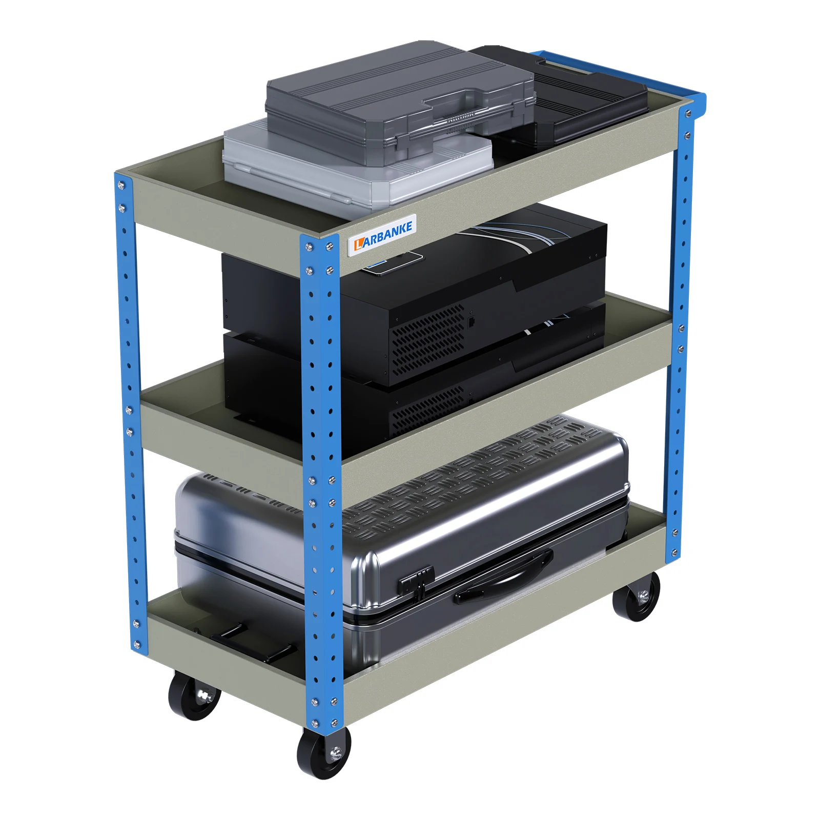 Rolling Tool Cart,with 3 Tier Tool Cart on Wheels,500lbs Load Capacity,Tool cart with Height-Adjustable Tiers