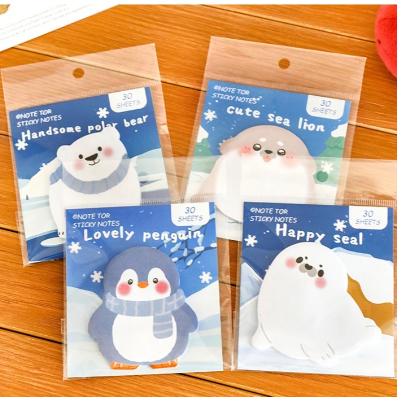 Memo Pad Cartoon Cute Animal Notes for Students with Specialn Shaped Penguin That Can Be Pasted with Messages Kawaii Stationery