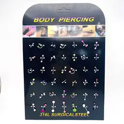 New Multicolor Body Piercing Jewelry Stainless Steel Belly Button Rings Navel Piercing Nose Ring Eyebrow Nail for Women