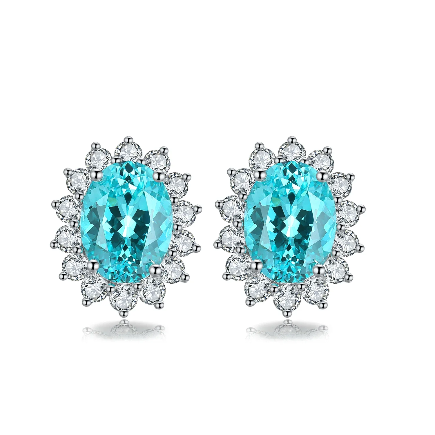 Ruif Beautiful Fashion Lab Grown 4.21ct Lab Grown Paraiba Earrings for Women for Party Anniversary Appointment Jewelry