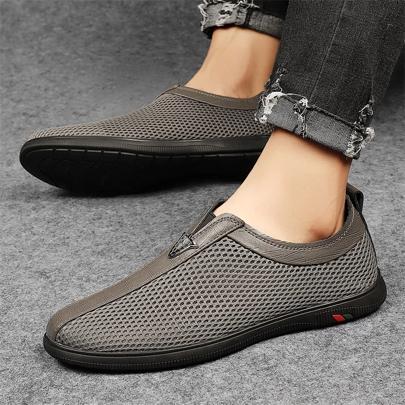 Hoogwaardige Heren Casual Schoenen Luxe Merk Heren Loafers Echt Lederen Mocassins Uitgehold Ademende Slip-On Rijschoenen