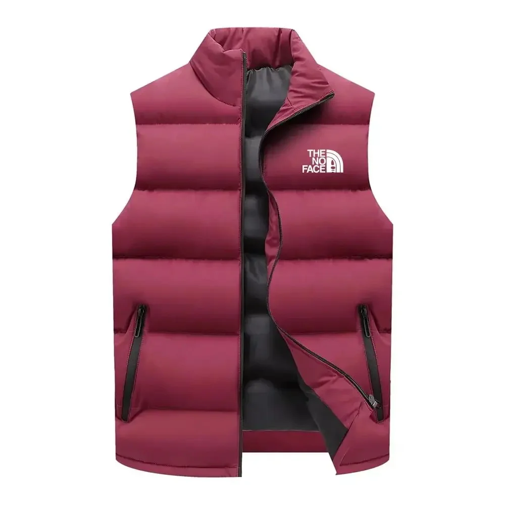 2024 new men's vest sleeveless warm winter jacket waterproof zipper jacket autumn collar standing casual and fashionable sleevel