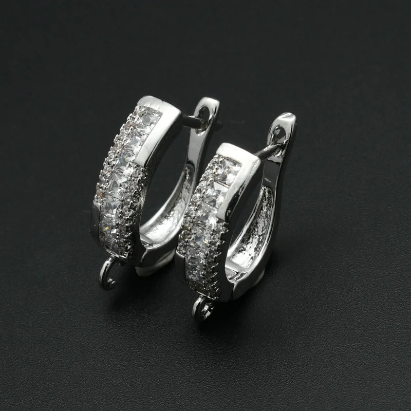 Jewelry Making Supplies Free Silver Gold Plated CZ Setting Hoop Ear for Making Ladies Earring