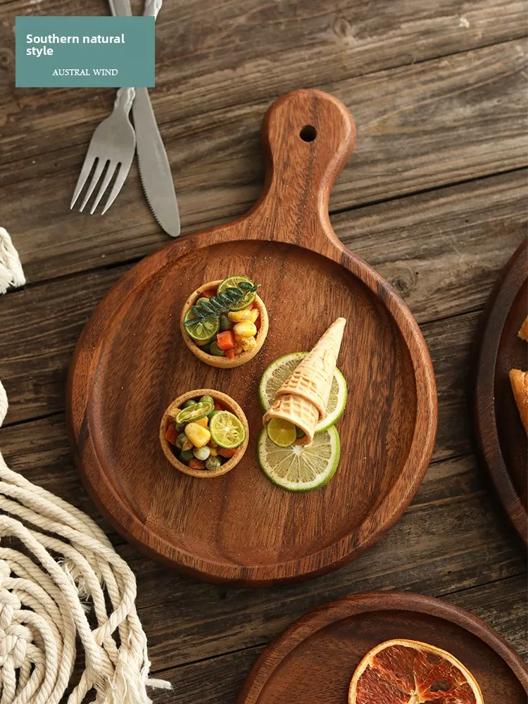 

Деревянная тарелка для пиццы 62 дюйма, круглая, из орехового дерева, для хлеба, торта, десертов, поднос, ручная работа, плоская, для взрослых