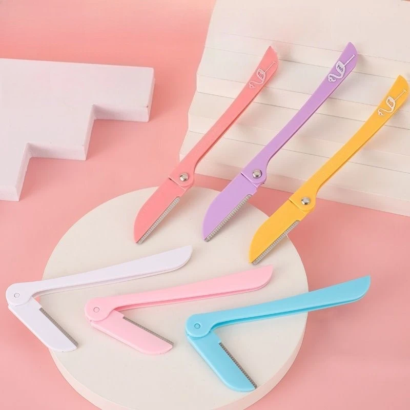 ‌ 여성용 3피스 접이식 눈썹 트리머 - 초보자 친화적인 안티 스크래치 얼굴 면도기 및 메이크업 그루밍 도구