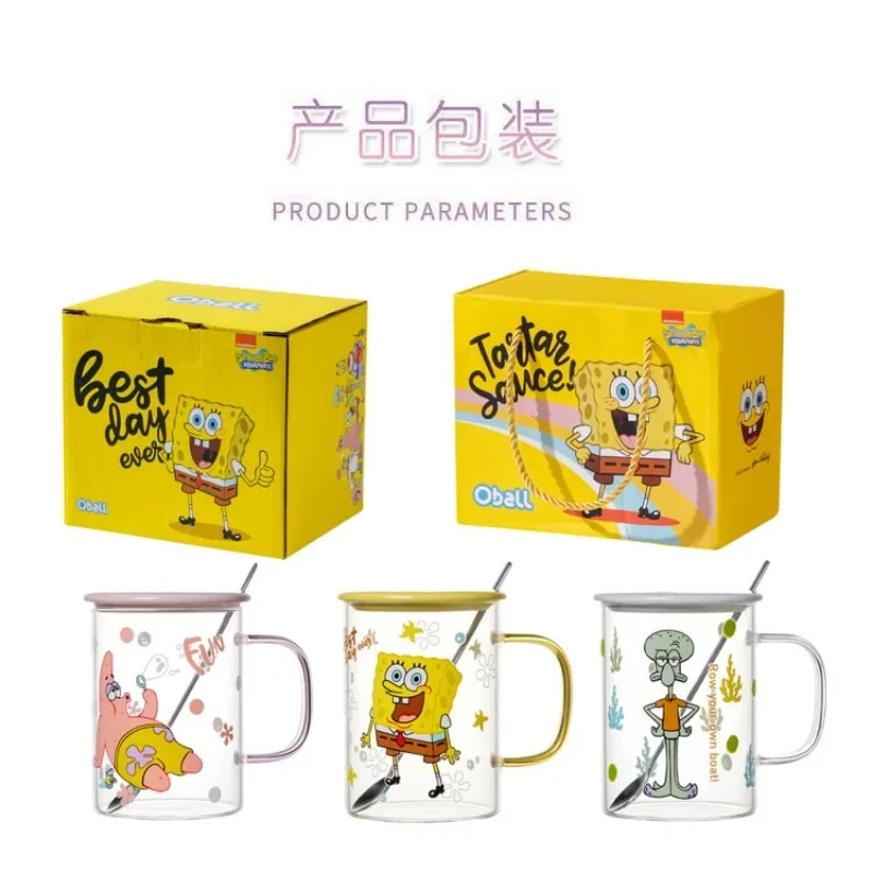 SpongeBob Coffee Tea Milk Mugs Cups with Handle Cartoon Glass High-temperature Resistant Companion Gift Gift Couples Office Cups