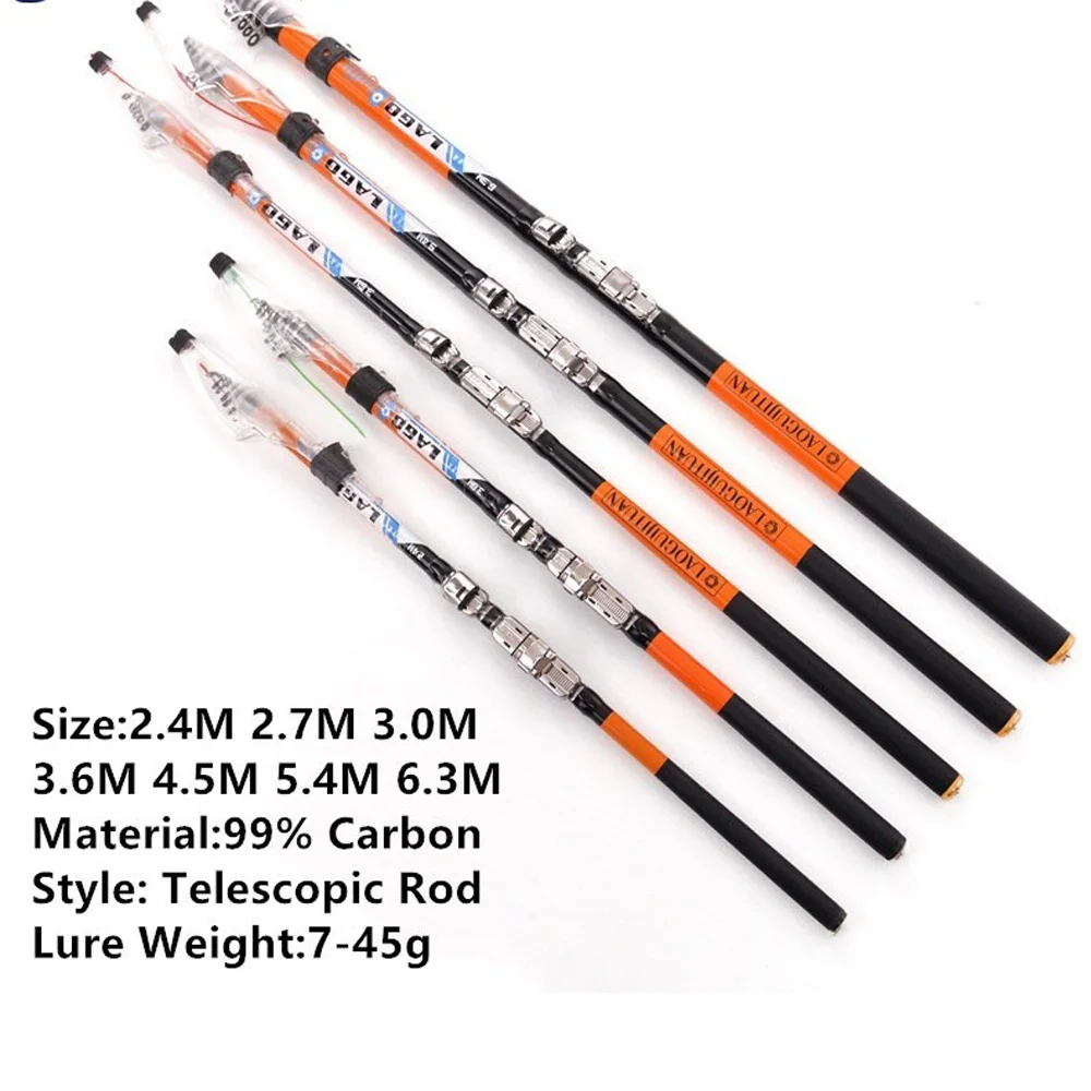 Catch.u Rock Fishing Rod Carbon Fiber Telescopic Spinning Fishing Rods 3.6m 4.5m 5.4m 6.3m Sea Fishing Poles Ocean Rock Fshing