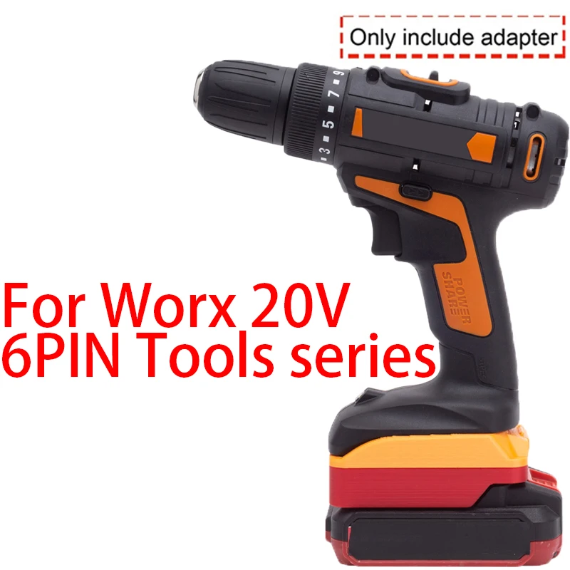 Imagem -03 - Adaptador de Bateria Worx-li-ion Acessório para Ferramenta Elétrica 6pin Conversor para Bauer 20v