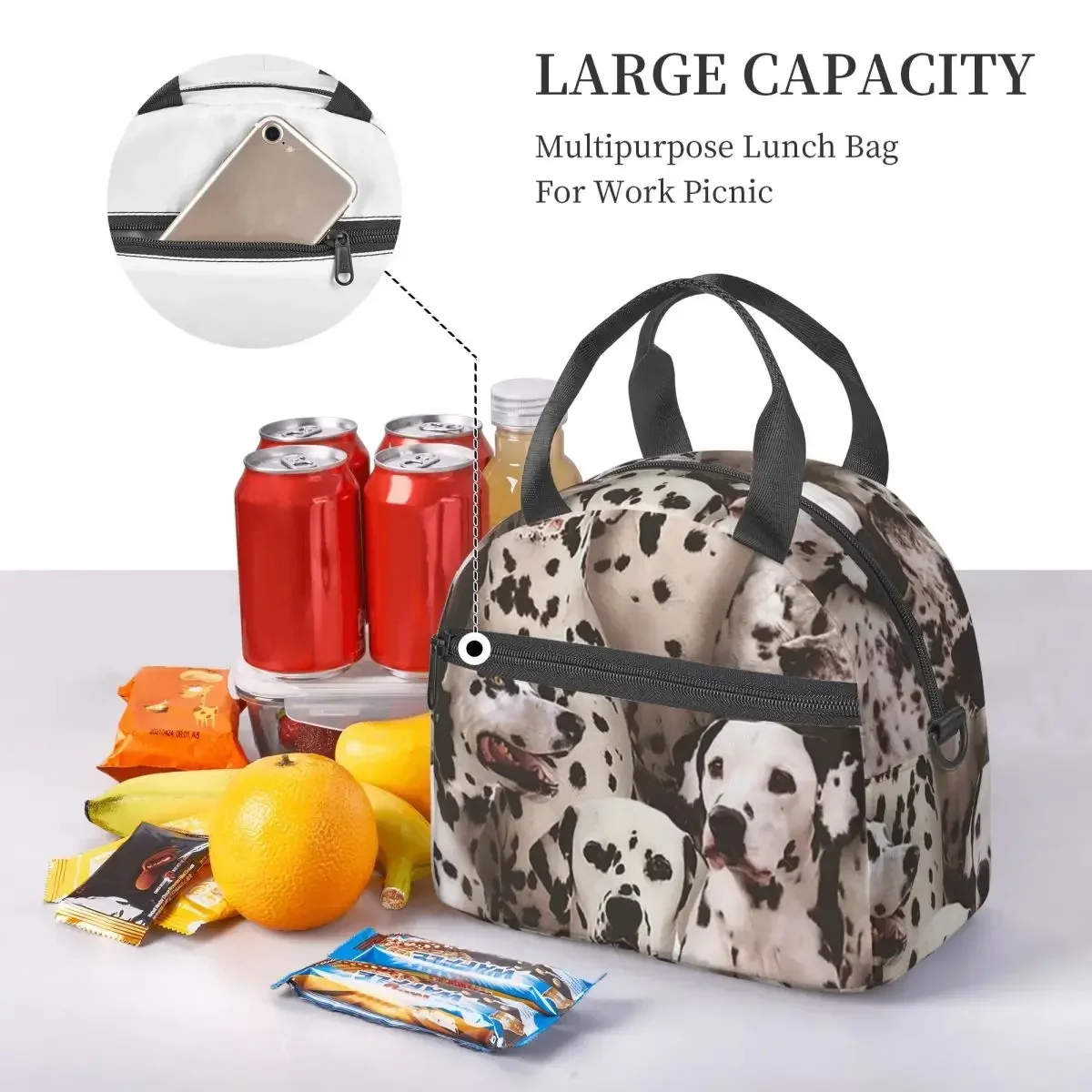 

Dog Print Lunch Bags Insulated Bento Box Portable Lunch Tote Picnic Bags Thermal Bag for Woman Student
