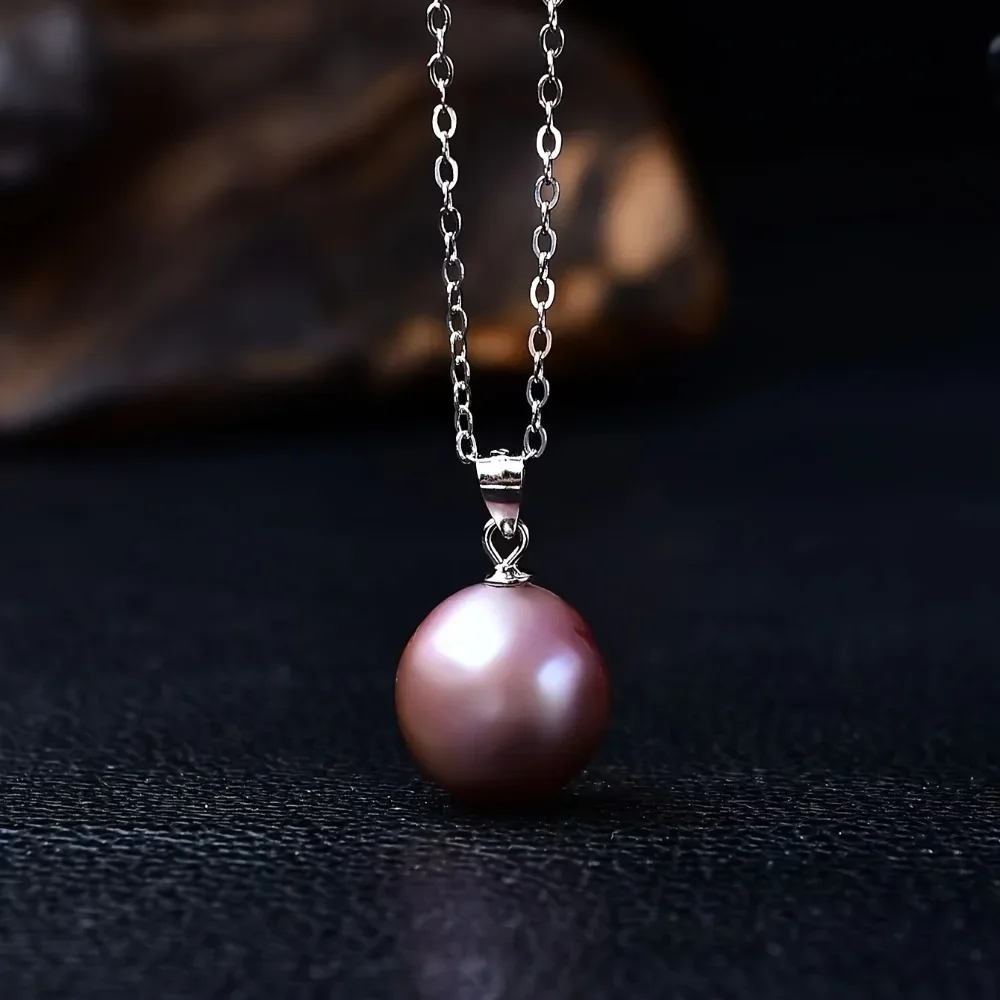 

YWYC 10-11mm Near Round Freshwater Pearl Pendant Necklaces for Women 45cm Length S925 Sterling Silver Chain Necklaces 2024 New