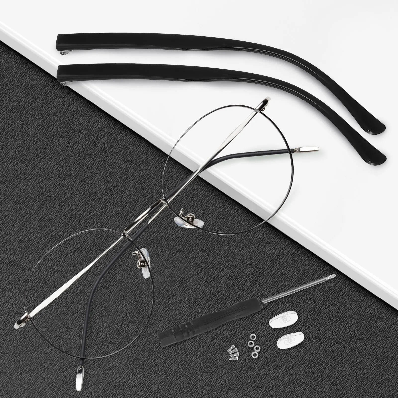 

1Pair Eyeglasses Arms Replacement Temple Metal Glasses Arm Legs Universal Fit for Eyewear Repair Stylish Streamlined Ear