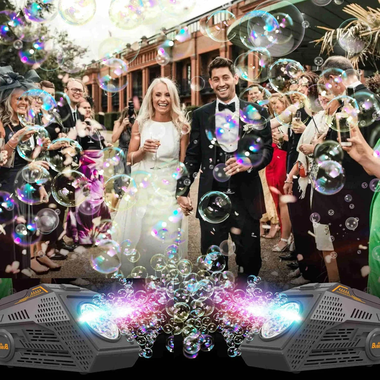 Bubble Machine Automatische Zeepbel Blazen Elektrisch Draagbaar met Licht Speelgoed voor Kinderen Luidspreker Buitenspellen Verjaardag Bruiloft