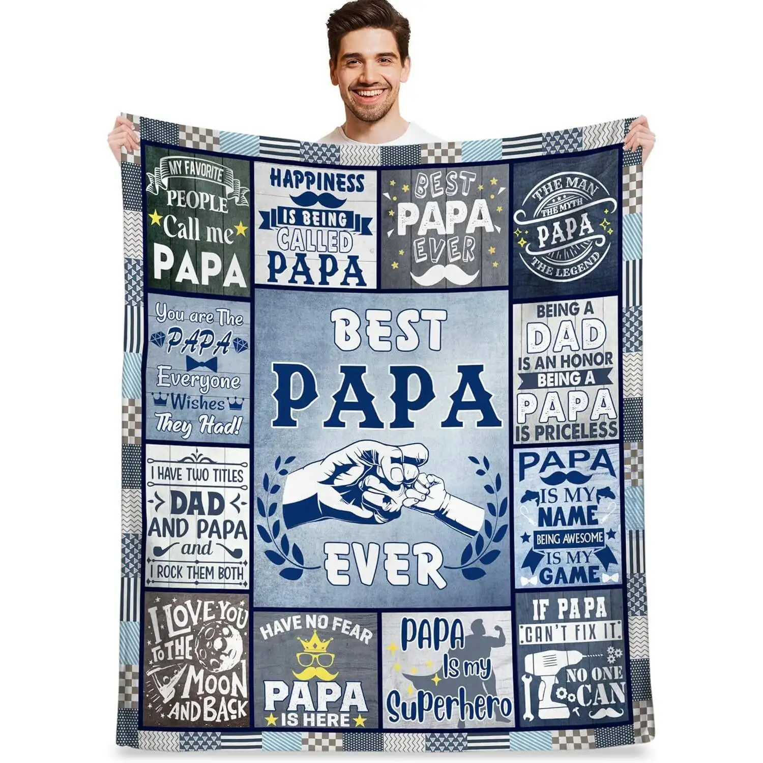 Fun grandpa and dad gifts, the best dad ever gift, dad's birthday gift, dad and grandpa's Christmas gift, great dad blanket gift