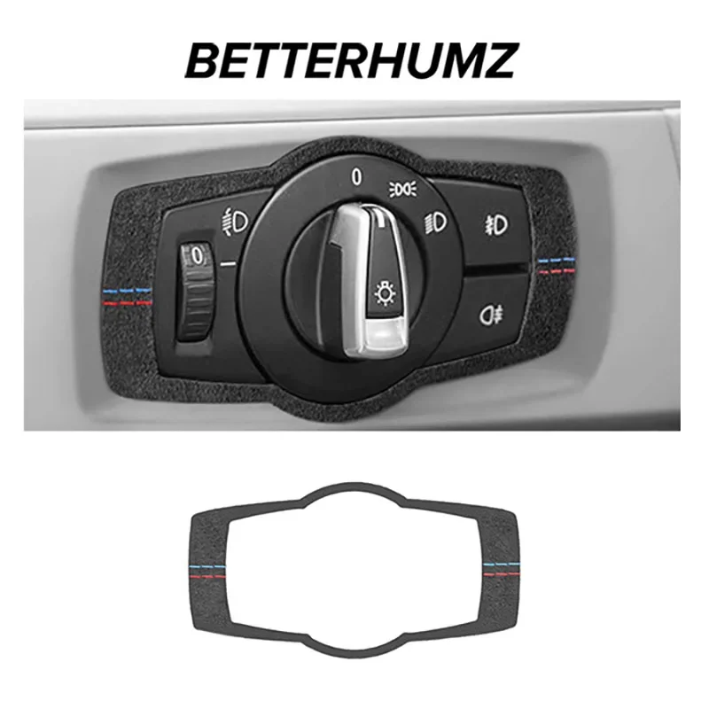 For BMW E90 E92 E93 Series 3 Made of Alcantara Headlight Switch Knob Trim Frame Performance Sticker Car Interior Accessories