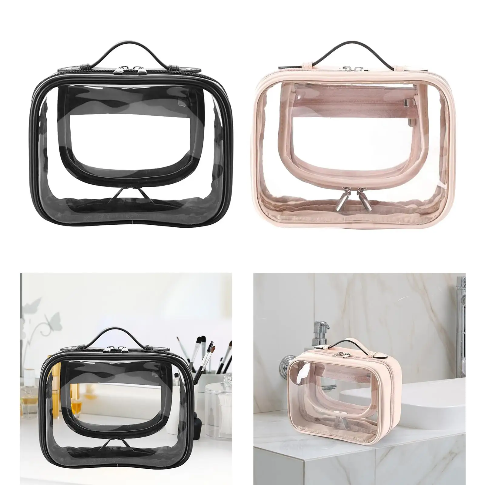 Clear Cosmetic Bag Large Capacity Wear Resistant PVC Transparent Storage Bag for Hand Luggage Gifts Daily Use Indoor Hairpins