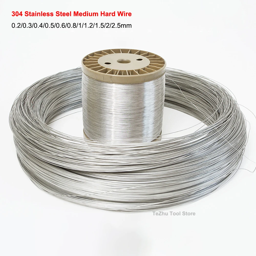 304 Stainless Steel Single Wire Medium Hard Fine Wire 0.2/0.3/0.4/0.5/0.6/0.8/1/1.2/1.5/2/2.5mm Steel Wire