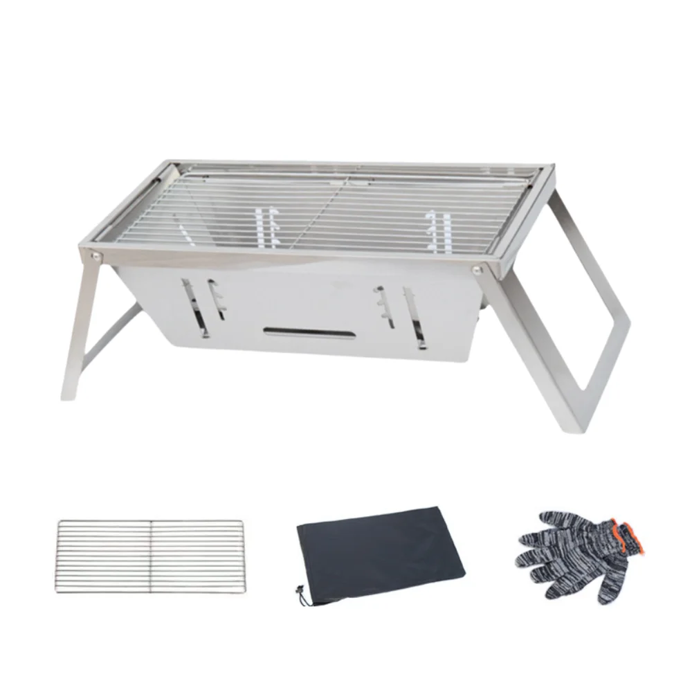 

Stainless Steel Folding Barbecue Stove Rust-proof Extendable Barbecue Grill Adjustable Heat Setting Barbecue Shelf Camping